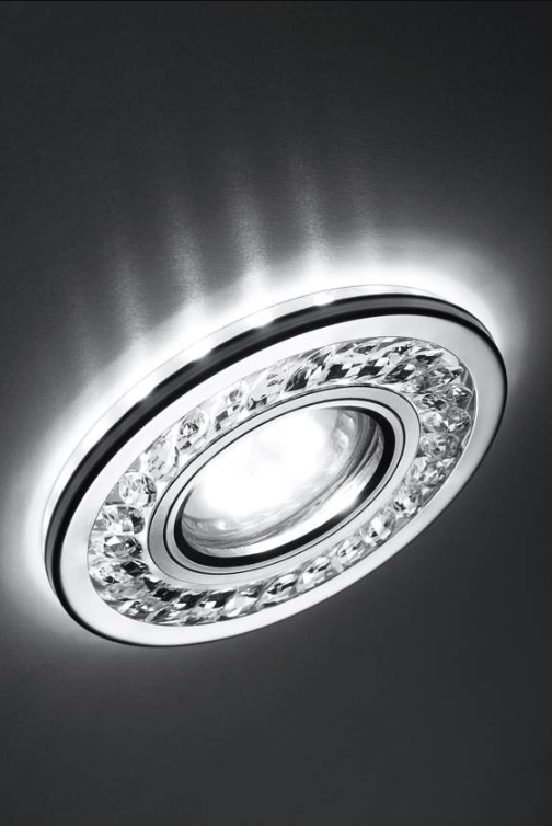 Eleganckie oczko sufitowe w stylu glamour do zabudowy z oświetleniem LED SMD i oprawą GU10