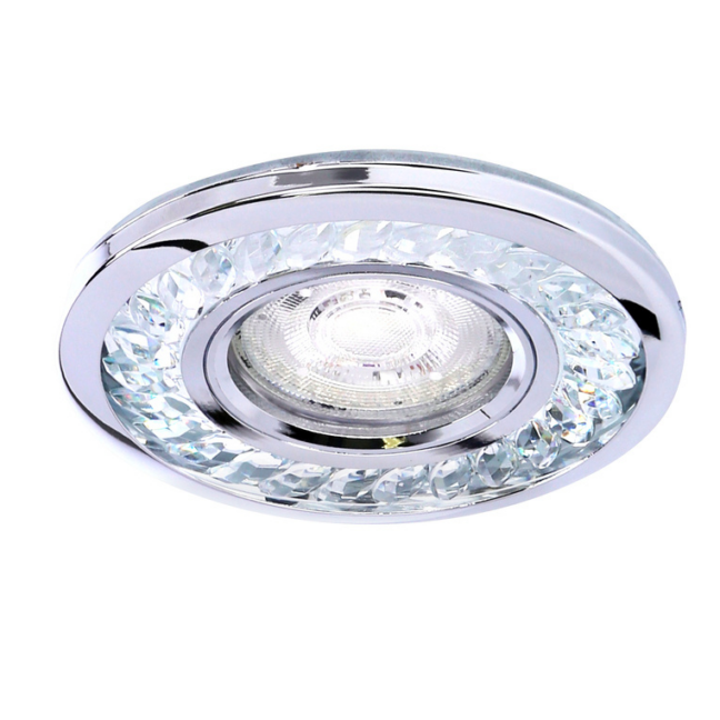 Eleganckie oczko sufitowe w stylu glamour do zabudowy z oświetleniem LED SMD i oprawą GU10