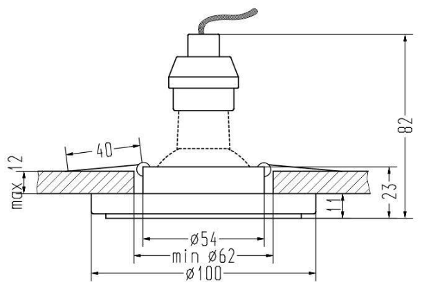 Eleganckie oczko sufitowe w stylu glamour do zabudowy z oświetleniem LED SMD i oprawą GU10
