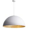 Duża wisząca lampa Sferoma 70 w białym kolorze z wnętrzem klosza w odcieniu złota