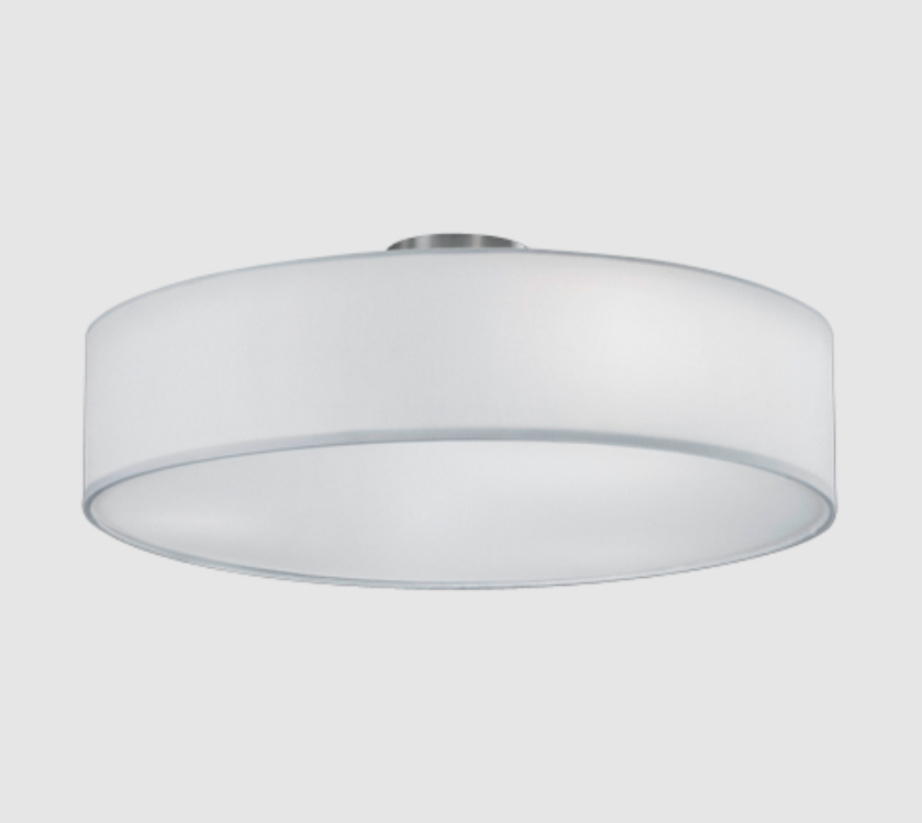 Klasyczny plafon Hotel o okrągłej formie z białym abażurem, średnica 50 cm