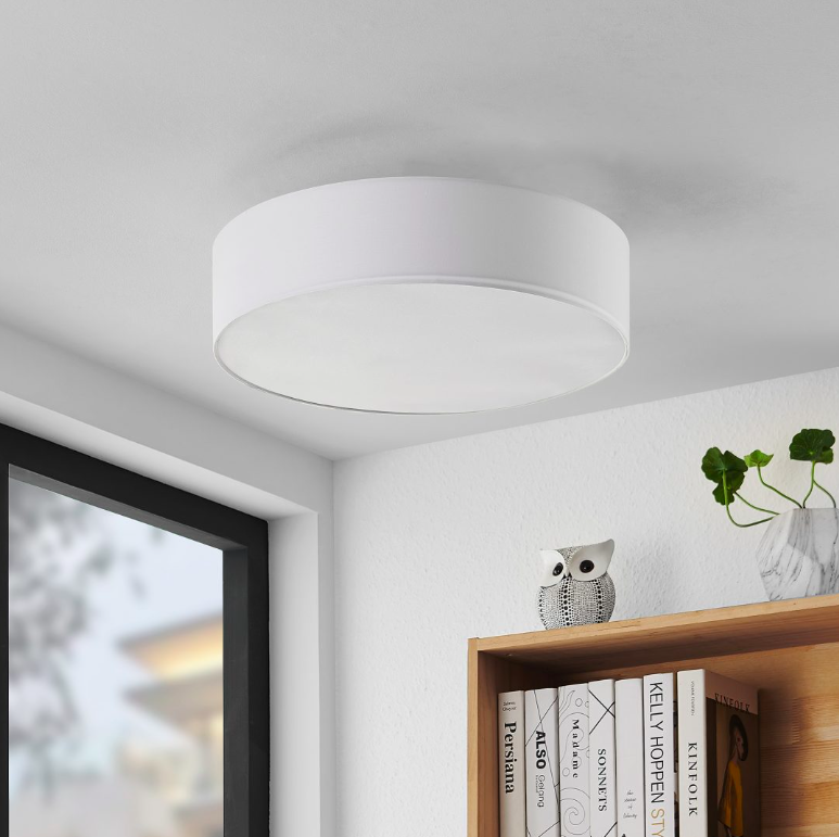 Klasyczny plafon Hotel o okrągłym kształcie z białym abażurem i średnicy 50 cm