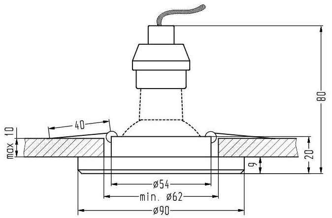 Srebrna oprawa sufitowa LED do zabudowy SS-22 z podświetleniem