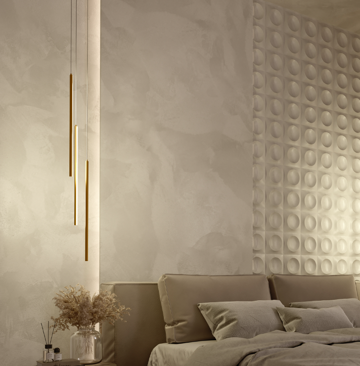 Złota, smukła lampa wisząca Halo LED o długości 100 cm z efektem odbitego światła