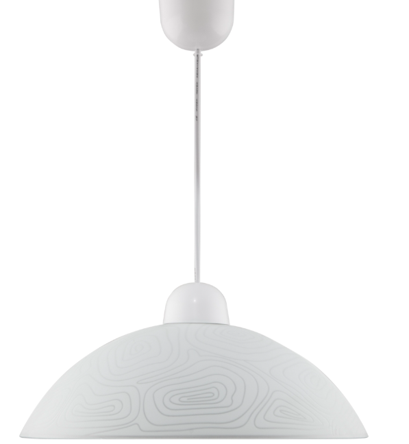 Szklana wisząca lampa do kuchni Lukrecja z dekoracyjnym wzorem