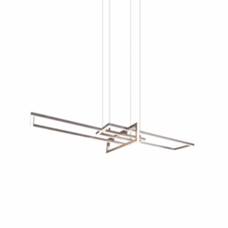 Srebrna, nowoczesna lampa wisząca LED Salinas o płaskim designie