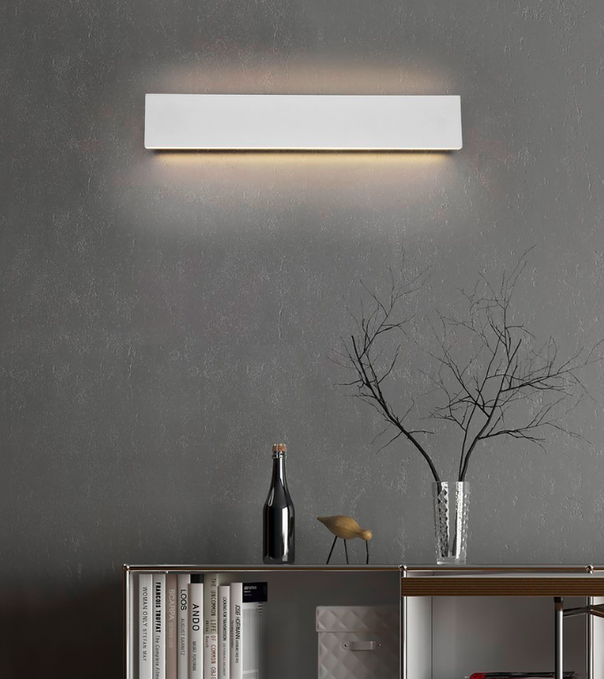 Biały, podłużny kinkiet LED Concha 2x9W