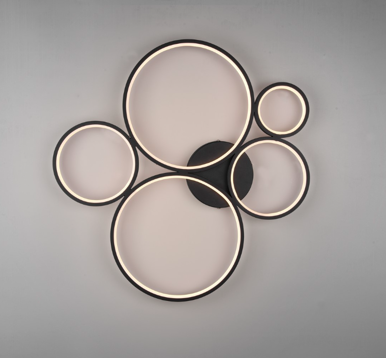 Nowoczesny żyrandol LED Rondo 44W w formie płaskich, świecących pierścieni