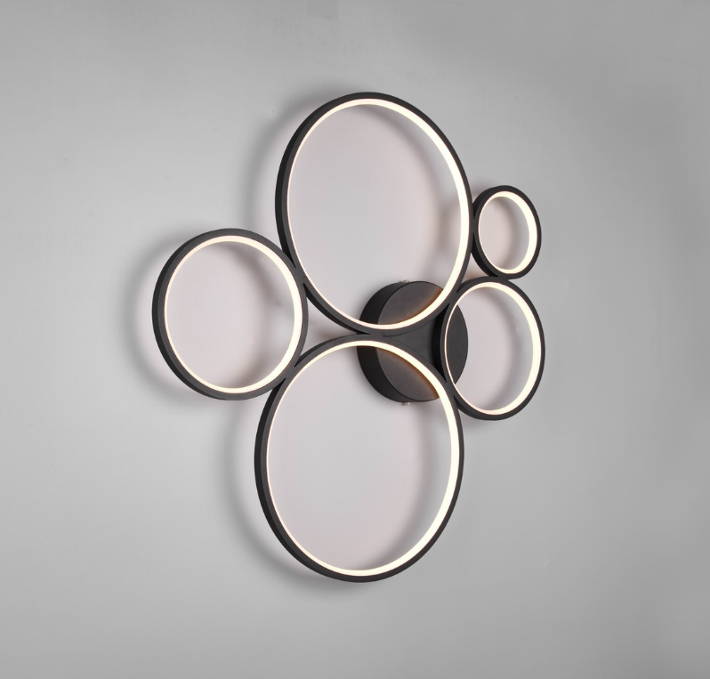 Nowoczesny żyrandol LED Rondo 44W w formie płaskich, świecących pierścieni