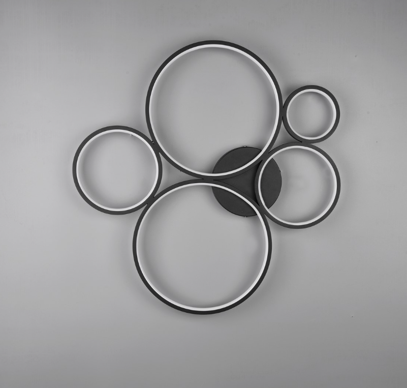 Nowoczesny żyrandol LED Rondo 44W w formie płaskich, świecących pierścieni