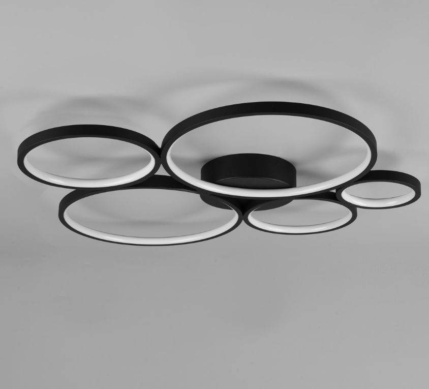 Nowoczesny żyrandol LED Rondo 44W w formie płaskich, świecących pierścieni