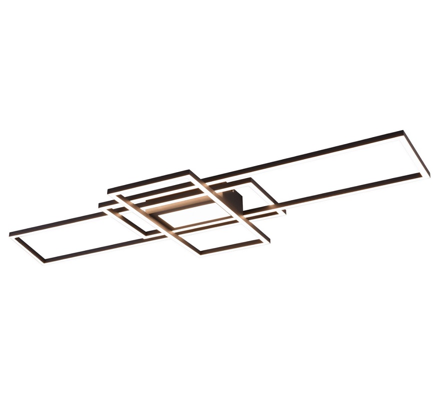 Czarny, płaski żyrandol sufitowy LED Irvine sterowany pilotem