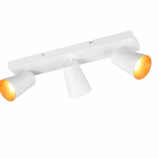 Podłużna lampa Sharp 3 w białym kolorze z reflektorami na listwie