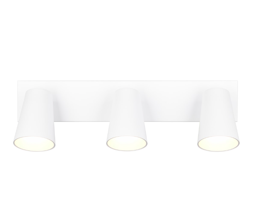 Podłużna lampa Sharp 3 w białym kolorze z reflektorami na listwie