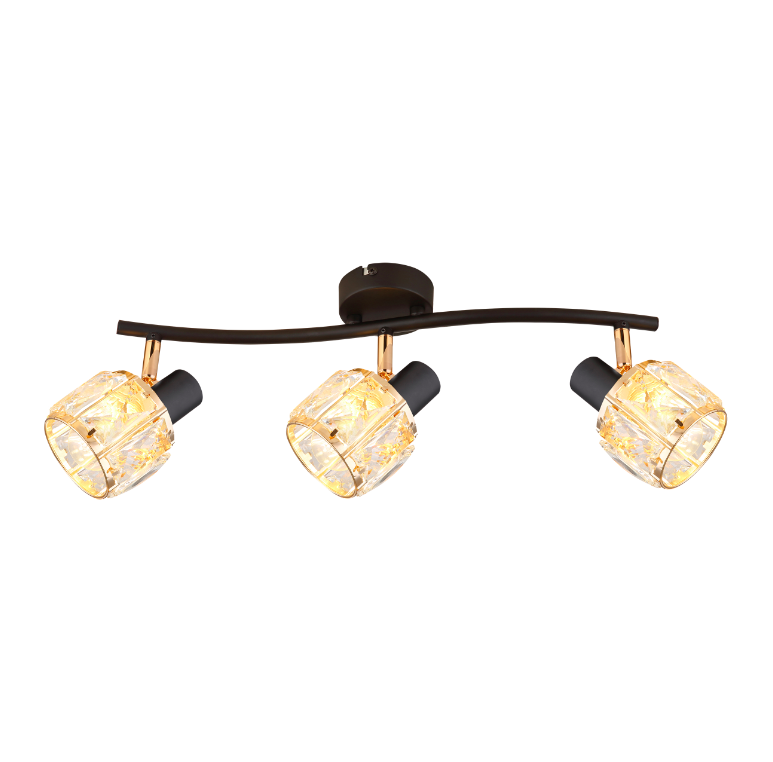 Podłużna sufitowa lampa Dubai z kryształowymi kloszami w stylu glamour