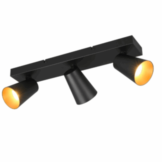 Podłużna lampa sufitowa Sharp 3 z reflektorami umieszczonymi na szynie