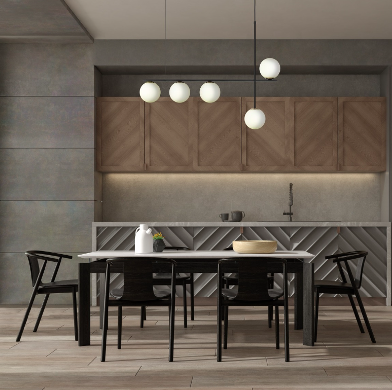 Elegancka, szeroka lampa wisząca Balona 6 z dekoracyjnymi szklanymi kulami nad stół