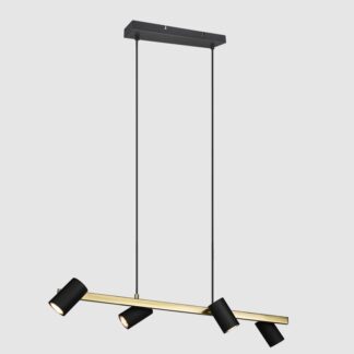 Czarno-złota, podłużna lampa wisząca Marley 4 nad stół