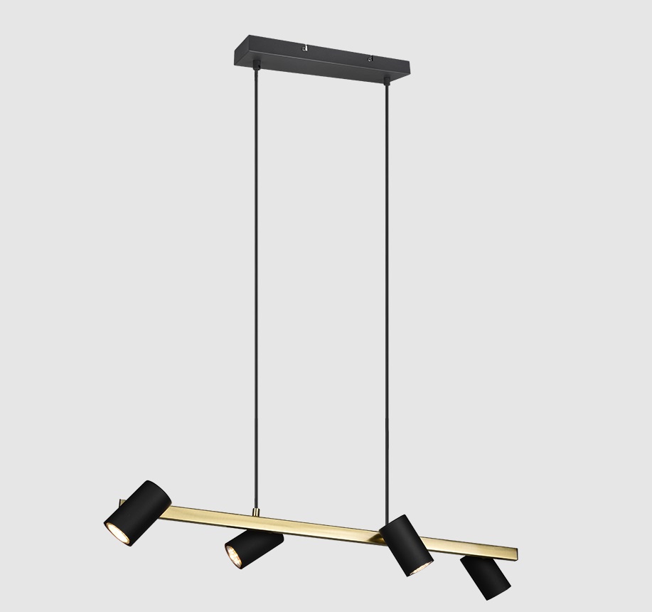 Czarno-złota, podłużna lampa wisząca Marley 4 nad stół