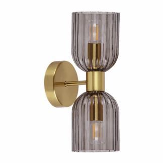 Podwójna lampa ścienna Piega 2 z grafitowoszarym szkłem do sypialni