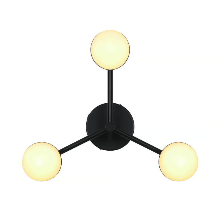 Lampa sufitowa Contina z trzema punktami świetlnymi i czarnymi kloszami