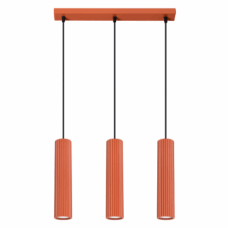 Potrójna wisząca lampa Karbon 3 w czerwonych tubach