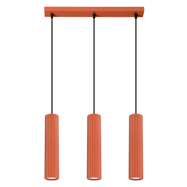 Potrójna wisząca lampa Karbon 3 w czerwonych tubach