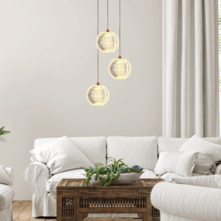 Potrójna złota lampa wisząca w stylu glamour Brillant 3 LED CCT