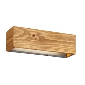 Drewniany kinkiet Brad LED o prostokątnym kształcie świecący w górę i w dół