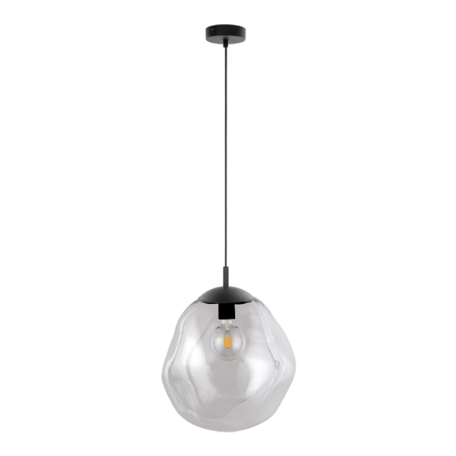 Wisząca lampa SOL z przezroczystego, zdeformowanego szkła