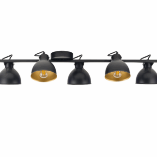 Czarne reflektory IronCube 5 zamontowane na sufitowej listwie