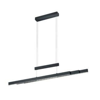 Czarna, 150-centymetrowa rozsuwana lampa wisząca Trajan LED z możliwością regulacji barwy światła