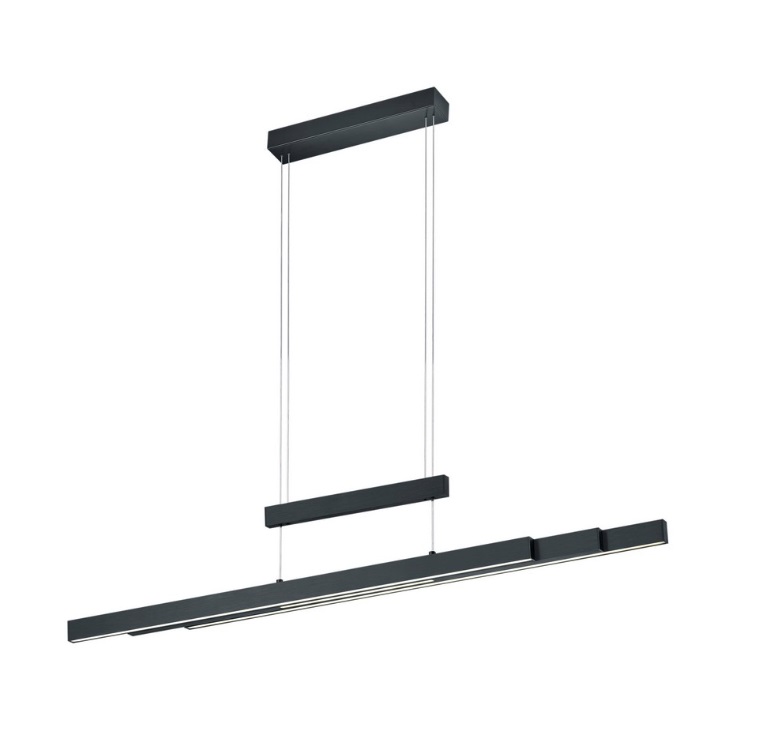 Czarna, 150-centymetrowa rozsuwana lampa wisząca Trajan LED z możliwością regulacji barwy światła
