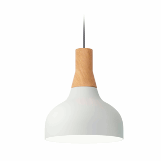 Skandynawska wisząca lampa Reiko z drewnianym akcentem nad wyspę