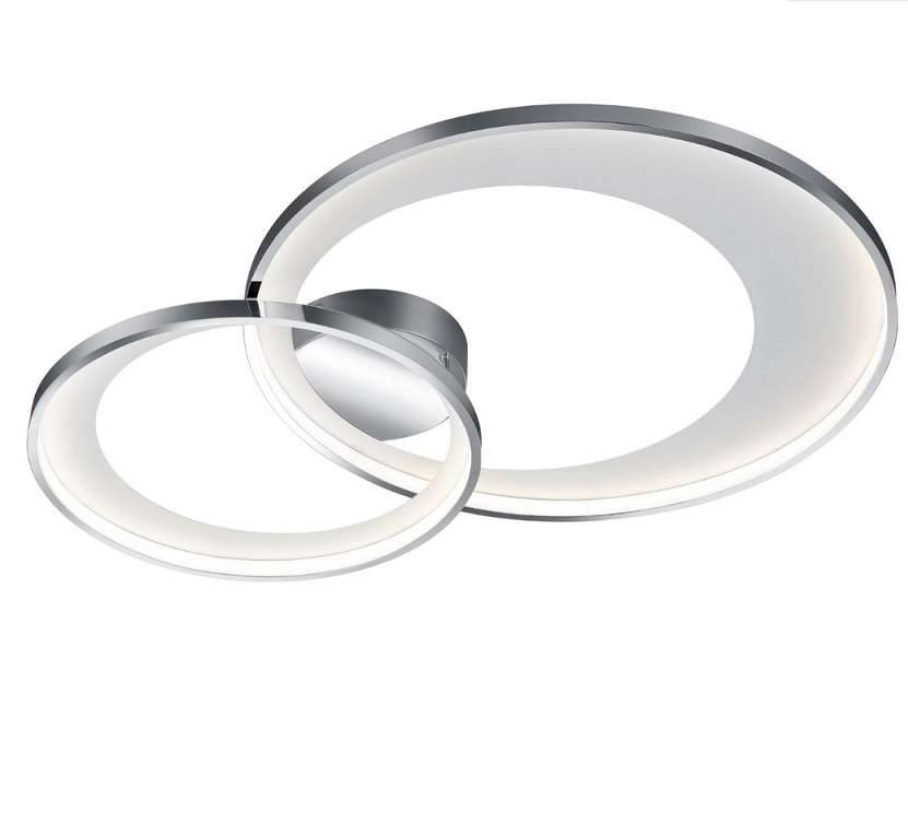 Srebrna lampa sufitowa Granada 2 36W z obręczami LED
