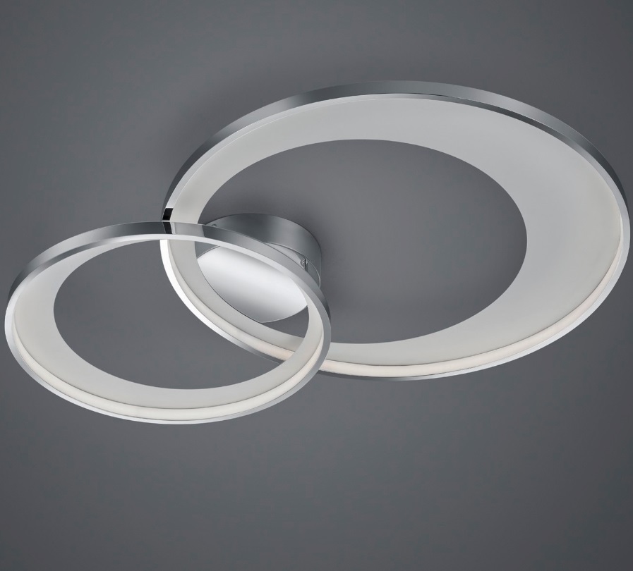 Srebrna lampa sufitowa Granada 2 36W z obręczami LED