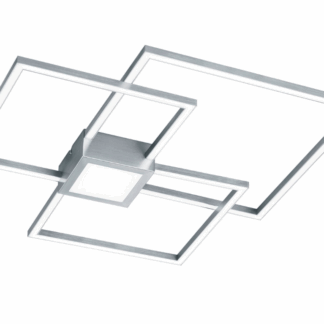 Srebrna lampa sufitowa Hydra o mocy 38W z kwadratowymi panelami LED