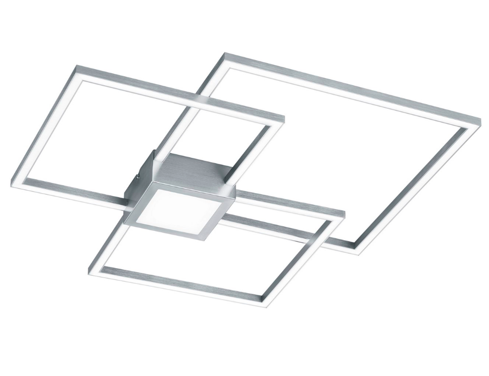 Srebrna lampa sufitowa Hydra o mocy 38W z kwadratowymi panelami LED