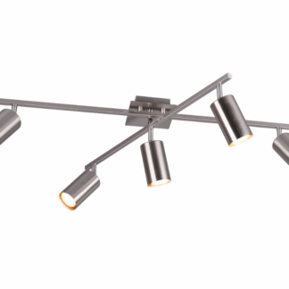 Srebrna sufitowa lampa Marley 5 z kloszami w kształcie tub