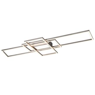 Srebrna lampa sufitowa Irvine z pilotem i możliwością regulacji barwy światła LED