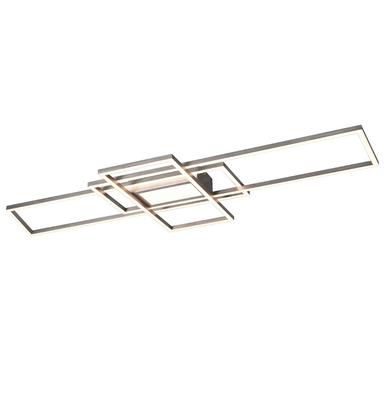 Srebrna lampa sufitowa Irvine z pilotem i możliwością regulacji barwy światła LED