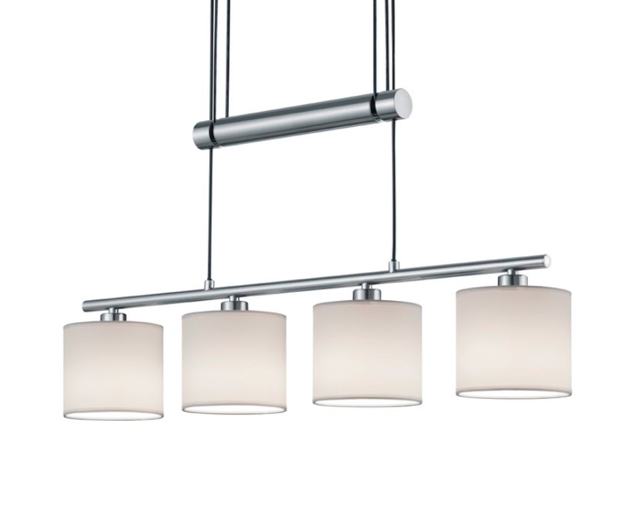 Srebrna wisząca lampa Garda Trio 4 z białymi abażurami