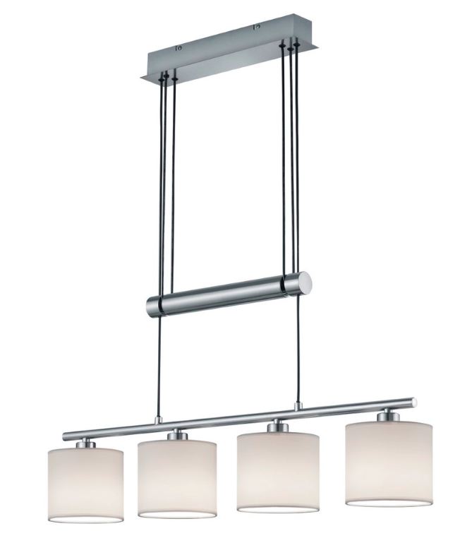 Srebrna wisząca lampa Garda Trio 4 z białymi abażurami