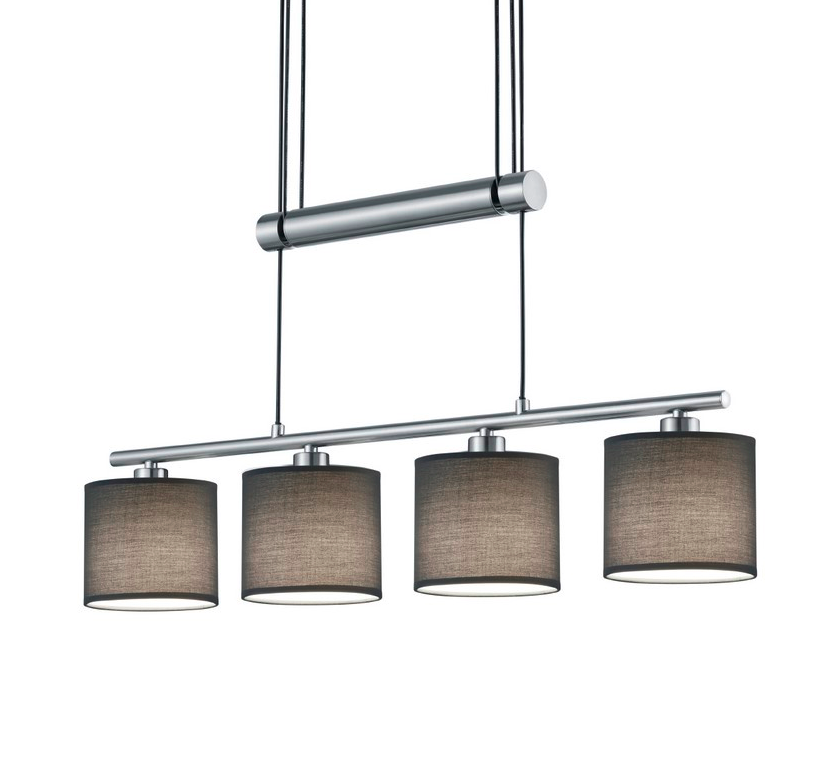 Srebrna wisząca lampa Garda Trio 4 z popielatymi abażurami