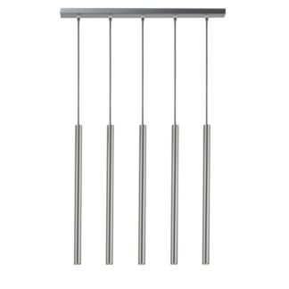 Srebrna wisząca lampa Filora 5 z eleganckimi, smukłymi tubami