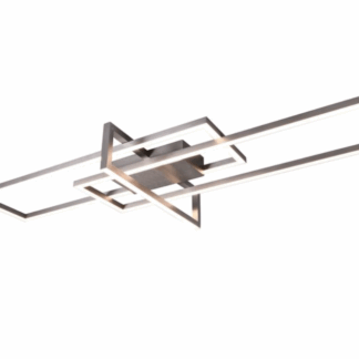 Srebrna, płaska lampa sufitowa LED Salinas o mocy 34W i barwie światła 3000K