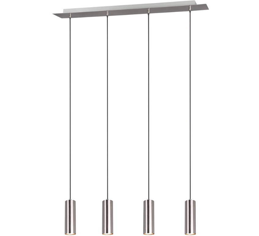 Srebrne, wiszące tuby nad wyspą Marley to lampa z czterema punktami świetlnymi