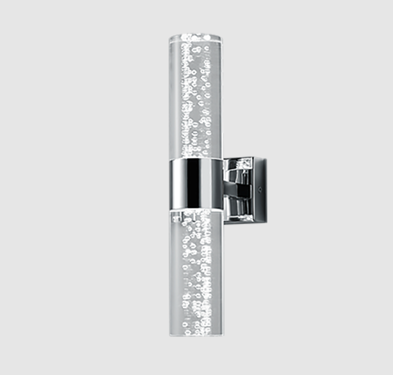 Srebrny kinkiet łazienkowy Bolsa LED o mocy 6,4W i klasie ochrony IP44 w kolorze chromu