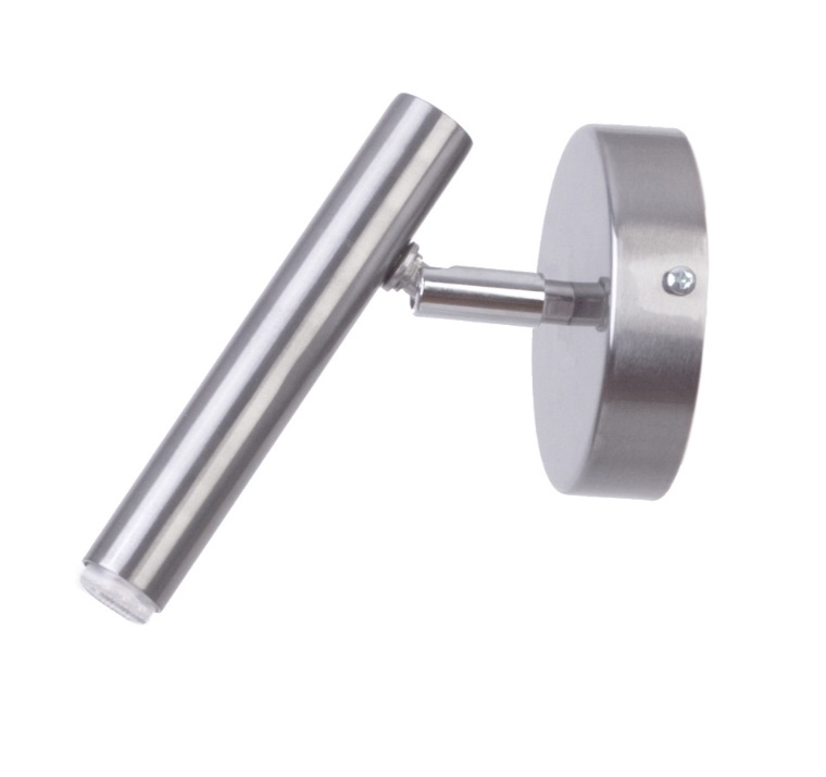 Srebrny, ruchomy kinkiet Filora w formie smukłej tuby