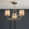 Srebrna lampa sufitowa w stylu art deco Berenice 3 z fasetowanymi kryształami